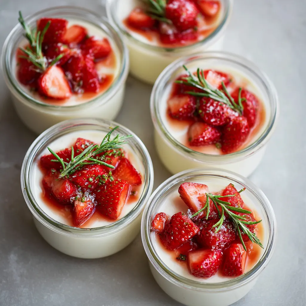 Creme Fraiche Panna Cotta with Rosemary Macerated Strawberries 1 1 3