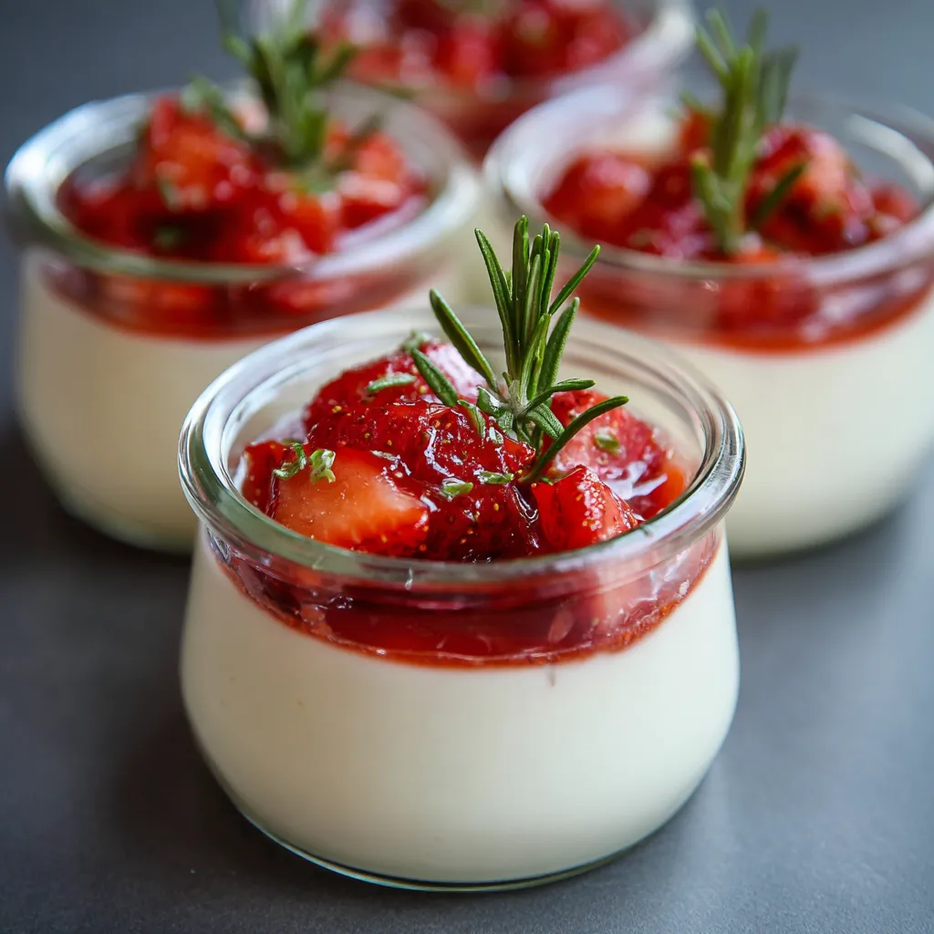 Creme Fraiche Panna Cotta with Rosemary Macerated Strawberries 1 1 4